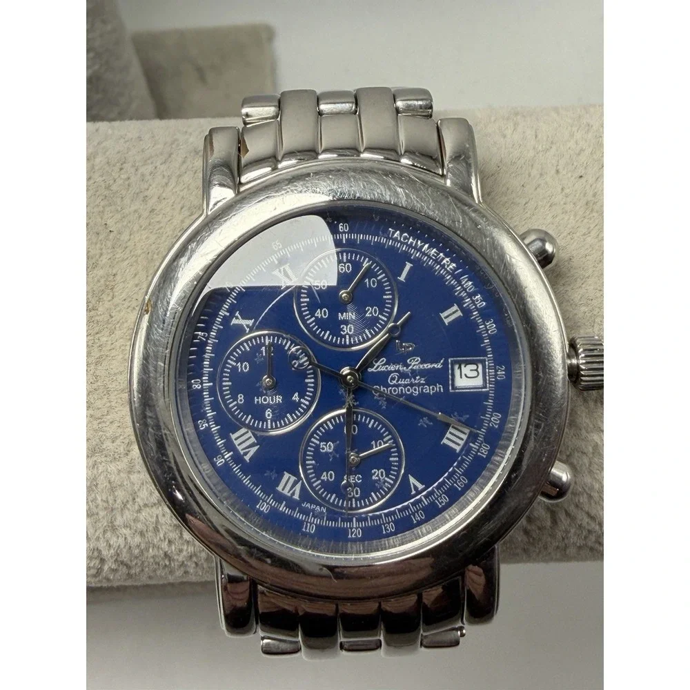 Lucien Piccard 26499BL New Battery Mens Chronograph Watch 38MM 8